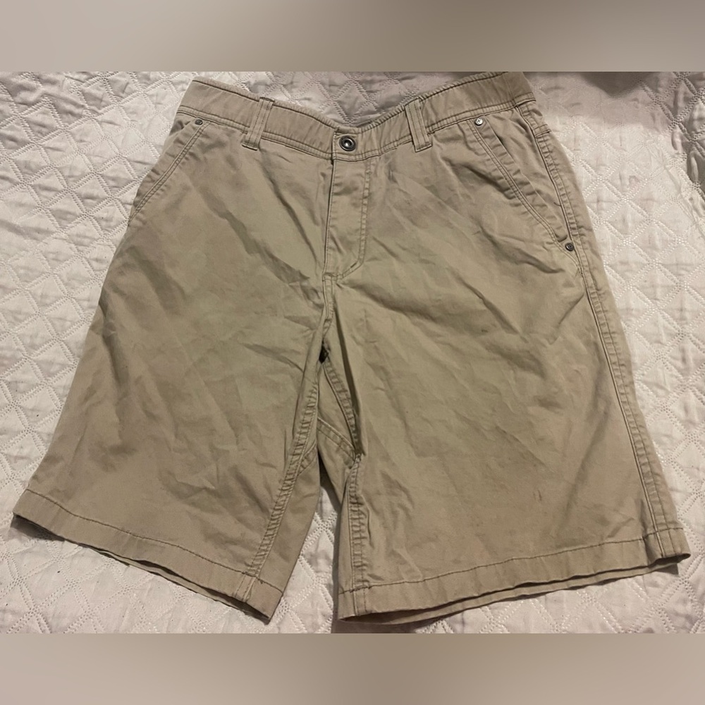 Swiss Tech Shorts Mens 30 Sand Khaki 9" Inseam Utility Stretch Hiking Camping